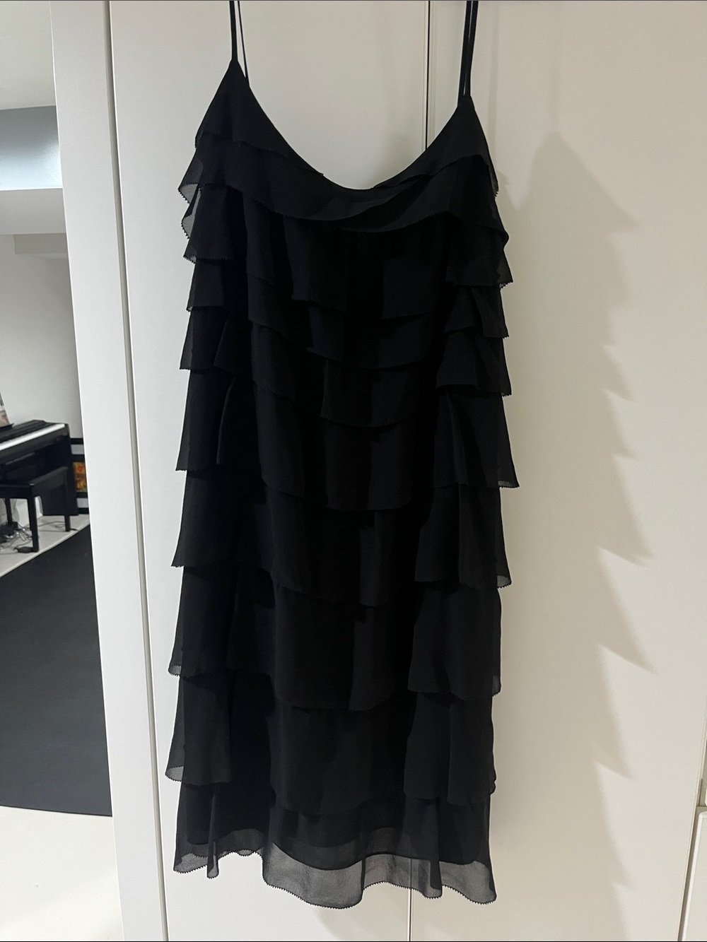 Club Monaco Black Tiered Ruffle Slip Skirt